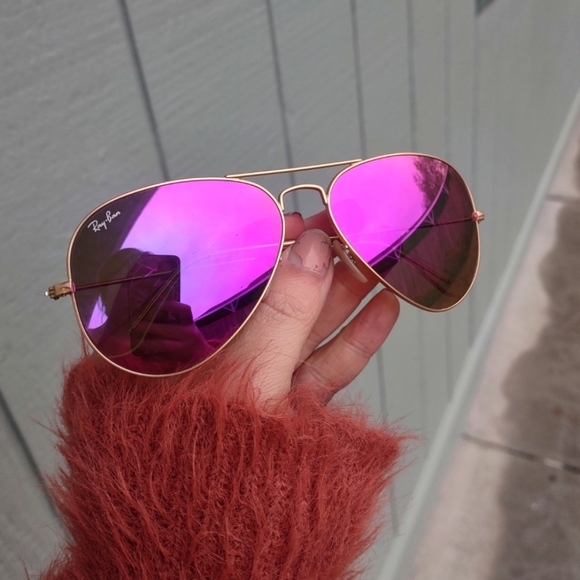 Ray-Ban Accessories - Ray Ban Aviator Hot Pink Mirrored Flash Lensed Sunglasses